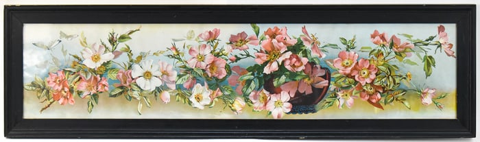 'ROSE BRANCH WITH BUTTERFLIES' STILL LIFE LITHOGRAPHIC PRINT