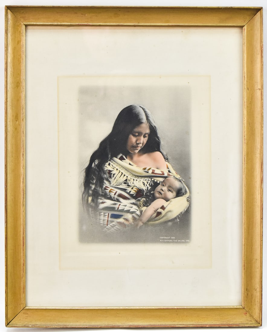 BENJAMIN GIFFORD 'OREGON'S INDIAN MADONNA' HAND-COLORED PHOTOGRAPH (1 of 3)