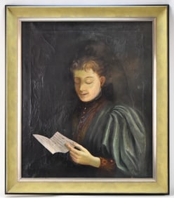 'READING PORTRAIT' OIL PAINTING