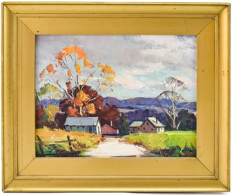 L.H. SINDBERG COUNTRYSIDE LANDSCAPE OIL PAINTING