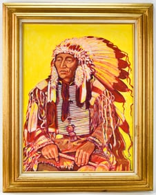 'HOLLOW HORN BEAR OF THE LAKOTA TRIBE' ACRYLIC PAINTING BY BRIAN KIELING