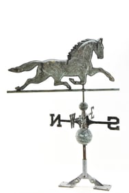 EARLY 20TH C. COPPER RUNNING HORSE WEATHERVANE