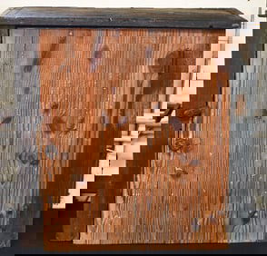 PRIMITIVE GREEN PAINTED OAK CABINET