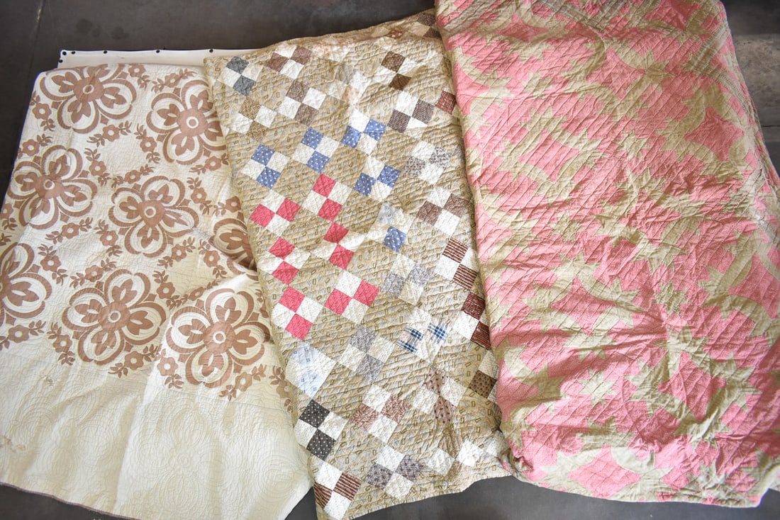 THREE HANDSEWN QUILTS (1 of 7)