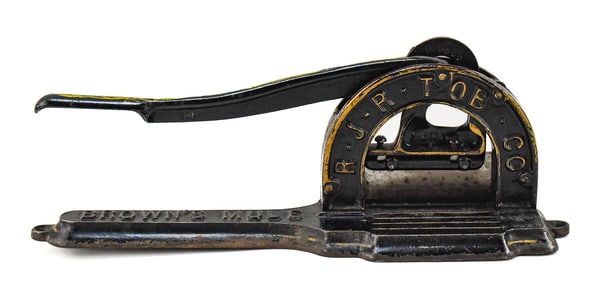 ENTERPRISE MFG. CO. & R.J. REYNOLD'S BROWN'S CAST IRON MULE TOBACCO CUTTER