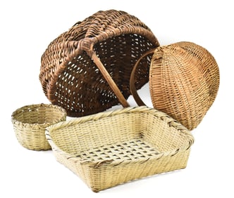 COLLECTION OF WICKER HAND-BASKETS