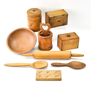 ASSORTED PRIMITIVE-STYLE WOODEN KITCHENWARE