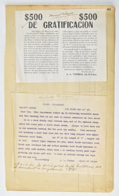 1905-1907 SAN DIEGO WANTED POSTER AND CORRESPONDENCE BY CHIEF OF POLICE A.A. THOMAS