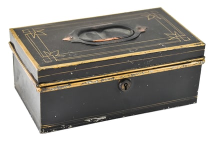 VICTORIAN TOLE CASHBOX WITH REMOVABLE TRAY