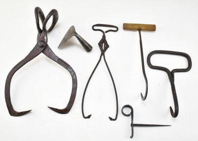 COLLECTION OF IRON HOOK TOOLS