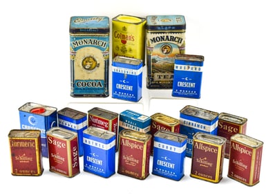 COLLECTION OF VINTAGE GENERAL STORE SPICE TINS & BOXES