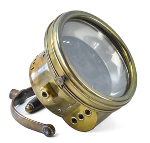 VICTORIAN BRASS BOAT SEARCHLIGHT WITH MOUNTING BRACKET