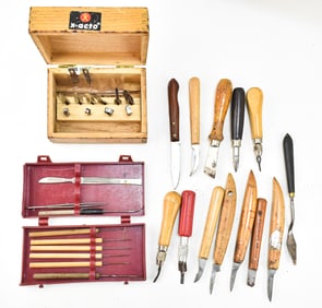 EARLY 20TH CENTURY WOODWORKING TOOL ATTACHMENTS, CASE, AND MORE