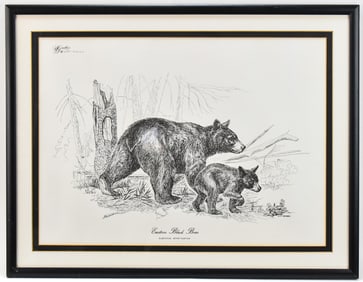 WD GAITHER 'EASTERN BLACK BEAR' ETCHING ON PAPER