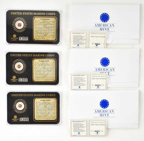 SET OF 3 UNITED STATES MARINE CORPS GOLD COINS