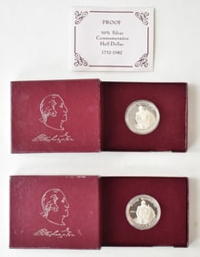 PAIR OF 1982 GEORGE WASHINGTON 90% SILVER COMMEMORATIVE PROOF HALF-DOLLARS