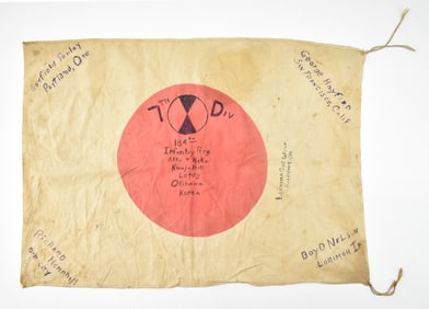 ORIGINAL WW2 7TH DIVISION 184TH INFANTRY SIGNED JAPANESE FLAG