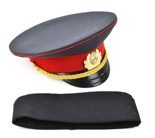 1991 USSR SOVIET POLICE OFFICER'S VISOR & SERVICE CAP