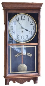 SESSIONS REGULATOR PRESSED OAK STORE WALL CLOCK