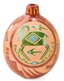 EMILY TAFOYA SANTA CLARA PUEBLO MINIATURE REDWARE SGRAFFITO JAR