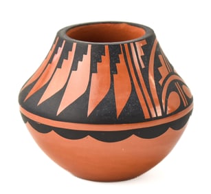 C.G. LORETTO JEMEZ PUEBLO SIGNED REDWARE SEED POT