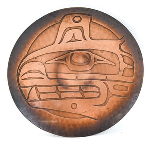 HAROLD ALFRED SIGNED HAMMERED COPPER WALL-HANGING ORCA PLATE