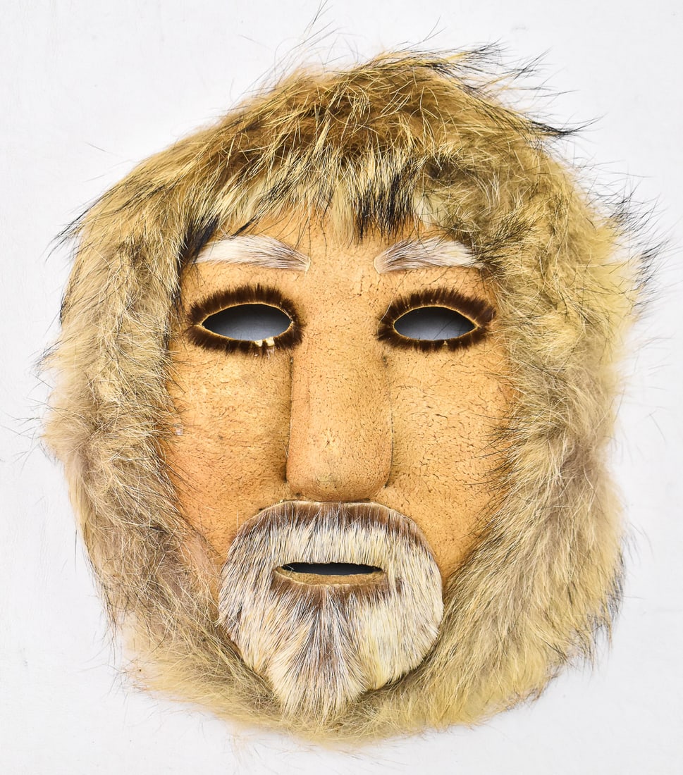 FIRST NATIONS INUIT FUR AND HIDE SPIRIT MASK: First Nations Inuit fur and hide spirit mask, circa mid-late 20th century.