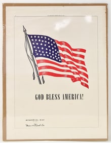 'GOD BLESS AMERICA' 1940 MEMORIAL DAY POSTER