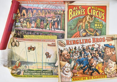 COLLECTION OF FOUR VINTAGE CIRCUS WORLD MUSEUM CIRCUS POSTERS