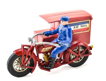 HUBLEY CAST IRON 'U.S. AIR MAIL' INDIAN MOTORCYCLE AND RIDER