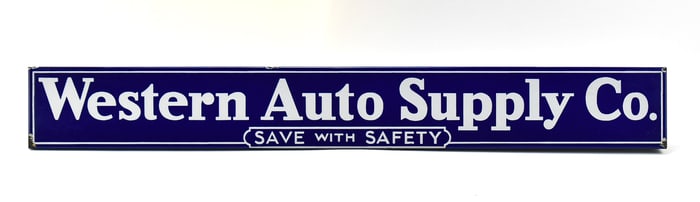 WESTERN AUTO SUPPLY COMPANY PORCELAIN ENAMEL ADVERTISEMENT SIGN