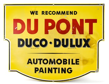 DU PONT DUCO-DULUX AUTOMOBILE PAINTING TIN LITHOGRAPH ADVERTISING SIGN