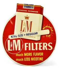 L & M FILTERS CIGARETTE METAL ADVERTISING SIGN