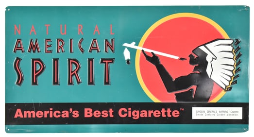 AMERICAN SPIRIT CIGARETTE METAL ADVERTISING SIGN