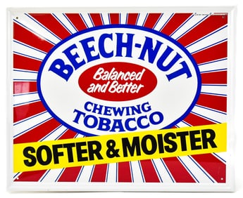 BEECH NUT CHEWING TOBACCO METAL ADVERTISING SIGN