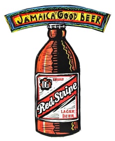 RED STRIPE LAGER BEER METAL ADVERTISING SIGN