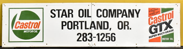 1986 CASTROL MOTOR OIL TIN LITHOGRAPH ADVERTISING DISPLAY SIGN