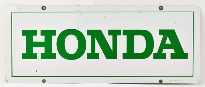 1977 HONDA PORCELAIN ENAMEL DOUBLE-SIDED ADVERTISING SIGN