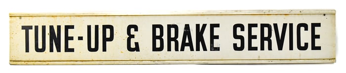 VINTAGE TUNE-UP AND BREAK SERVICES TIN LITHOGRAPH ADVERTISING SIGN