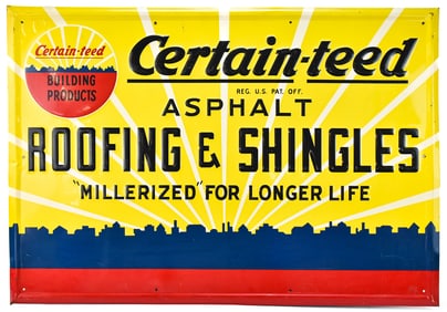 CERTAIN-TEED ASPHALT ROOF & SHINGLES METAL ADVERTISING SIGN