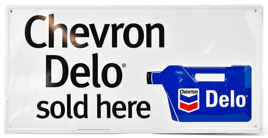 CHEVRON DELO ENGINE OIL METAL ADVERTISING SIGN