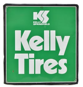 1983 KELLY SPRINGFIELD EMBOSSED TIN LITHOGRAPH ADVERTISING SIGN