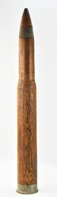 TRENCH ART-STYLE WOODEN ARTILLERY OR CANNON SHELL