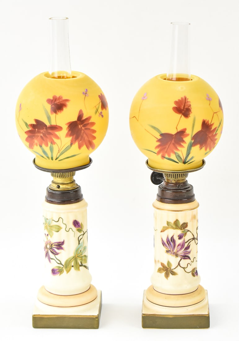 TWO MINIATURE GERMAN OIL MANTLE LAMPS WITH GLOBES: KORNER & COMPANY