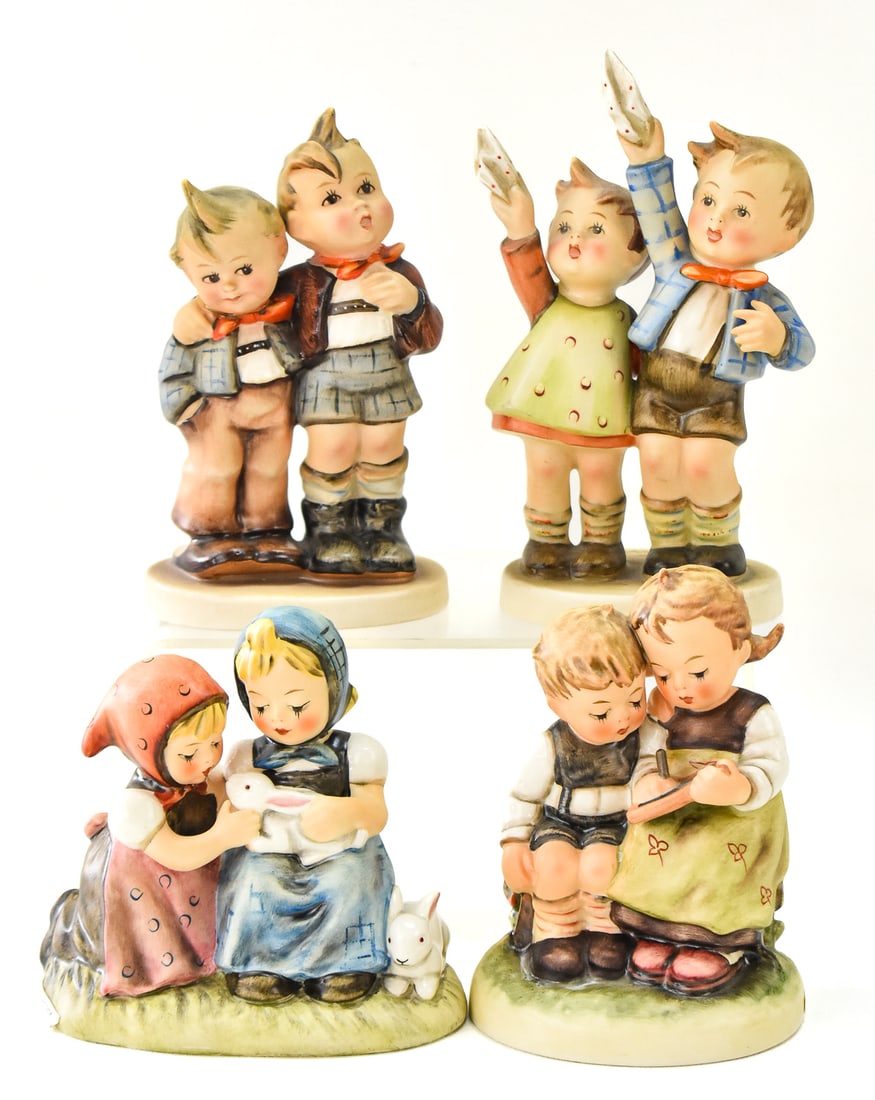 HUMMEL FIGURINES: 'AUF WIEDERSEHEN' NO. 153/0, 'EASTER TIME' NO. 384, 'MAX AND MORITZ' NO. 123, AND (1 of 4)