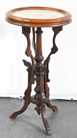 VICTORIAN OAK MARBLE TOP PLANT STAND