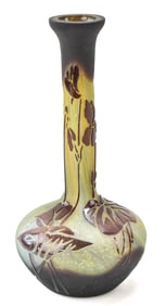 EMILE GALLE SIGNED SOLIFLARE MULTI-LAYERED ACID ETCHED GLASS, EARLY 20TH CENTURY