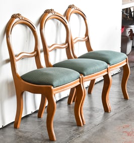 SET OF THREE MATCHING VICTORIAN WALNUT BALLOON BACK CHAIRS