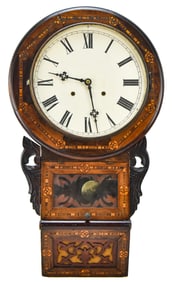 ENGLISH DROP MARQUETRY INLAY WALL CLOCK