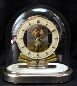 JUNGHANS ATO ANTICLIMATIC ELECTRONIC 7-JEWEL GLASS CASE MANTLE CLOCK